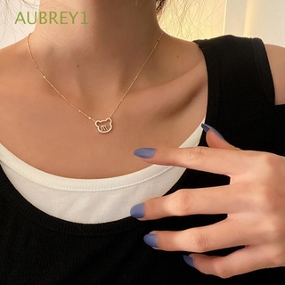 Aubrey1 สร้อยคอ จี้หมี ประดับคริสตัล พลอยเทียม เครื่องประดับแฟชั่น สําหรับผู้หญิง งานแต่งงาน