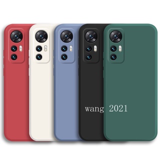 2022 New Casing เคส Xiaomi 12 Pro Mi 11 Lite 5G NE 11T Pro   Phone Case Straight Edge Liquid Silicone Matte Multicolor Soft Case  เคสโทรศัพท