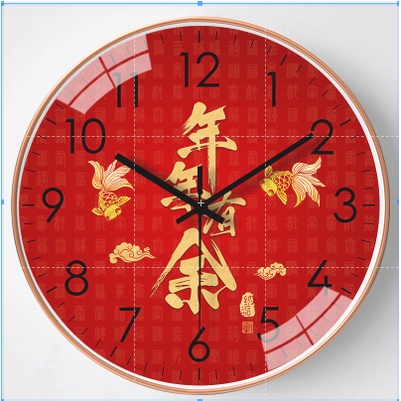 ภาพสินค้านาฬิกาแฟชั่น Mute Quartz, นาฬิกาแขวนมงคล, Gongxi Fa Cai Ruyi Wall Clock จากร้าน elemonbg บน Shopee ภาพที่ 6
