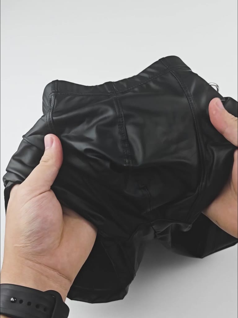 กางเกงในชาย-กางเกงในชายตกแต่งโลหะ-กางเกงบ็อกเซอร์หนังเทียม-men-faux-leather-men-boxers-ring-decoration