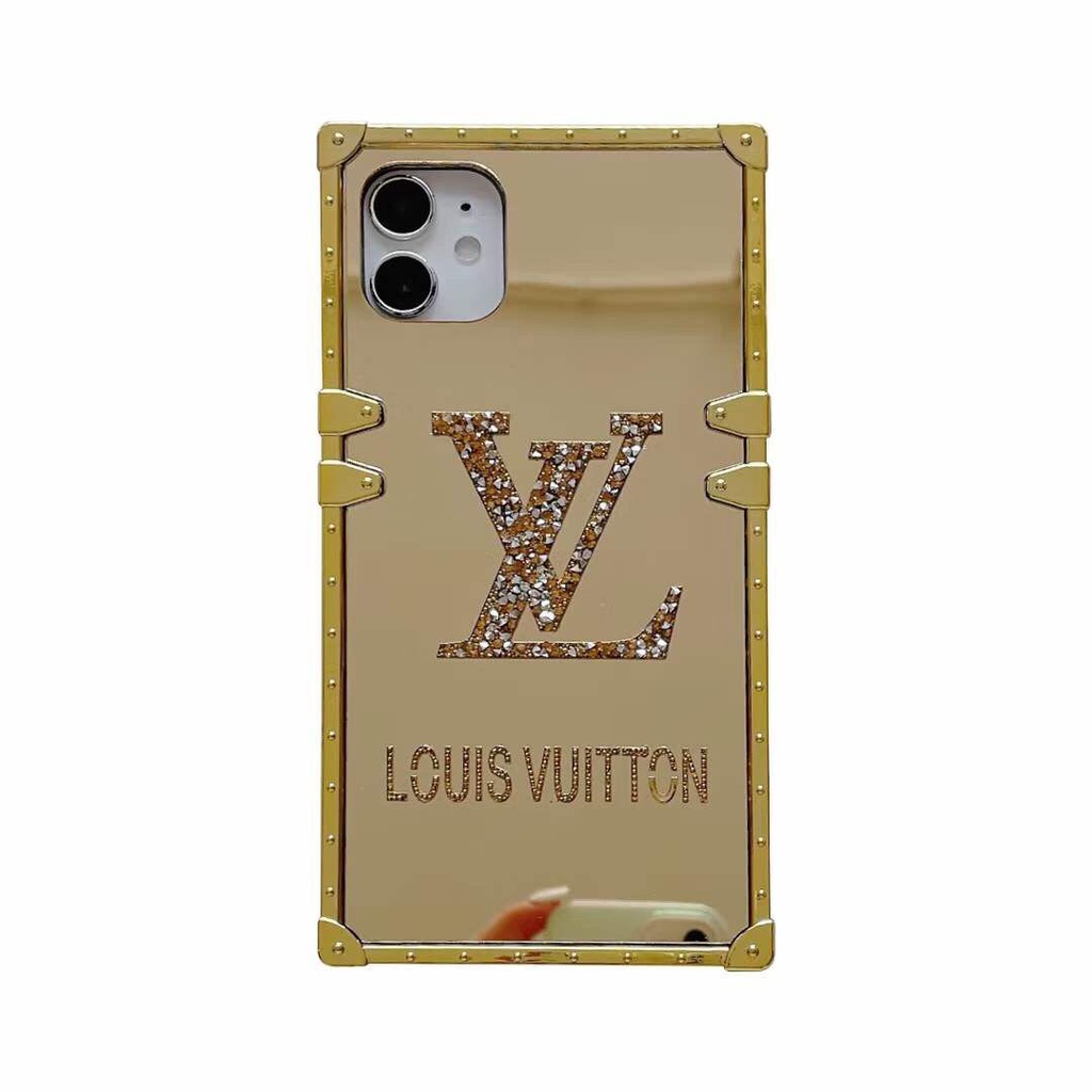 เคสโทรศัพท์ For Samsung Galaxy S22 S10E S8 S9 S10 S20 S21 Plus Note8 Note9  Note10 Note20 Ultra A7 2018 A750 Luxury Classic Brand Gold Diamond Mirror  Glitter Square TPU Phone Case