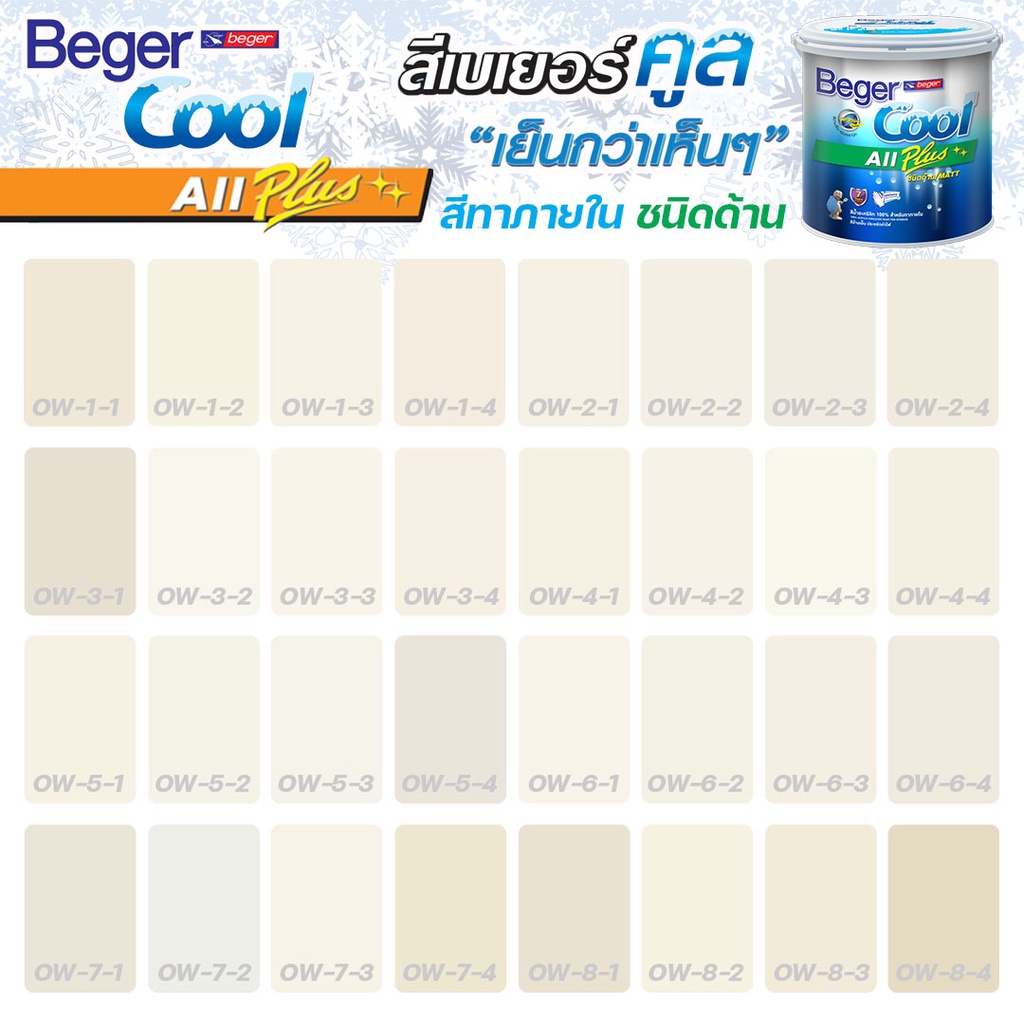 Beger สีครีม คูลออลพลัส ภายใน ชนิดด้าน (ขนาด 1L) สีทาบ้าน สีบ้านเย็น สี ...