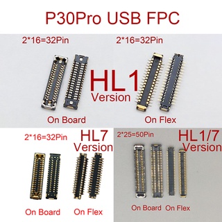 แท่นชาร์จ USB 60 50 40 32 Pin FPC หน้าจอ LCD สําหรับ Huawei P30 Pro P30Pro 2 ชิ้น