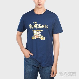 เสื้อยืดอินเทรนด์DOSH:MENS T-SHIRTS คอกลม แขนสั้น สีกรม ลิขสิทธิ์พิมพ์ลายมนุษย์หิน FLINTSTONES รุ่นDFTMT5003S-3XL