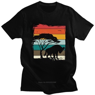 T-shirt  เสื้อยืดแขนสั้นลําลอง ผ้าฝ้ายแท้ พิมพ์ลายสัตว์ Hyenas Safari สไตล์วินเทจ สําหรับผู้ชายS-5XL