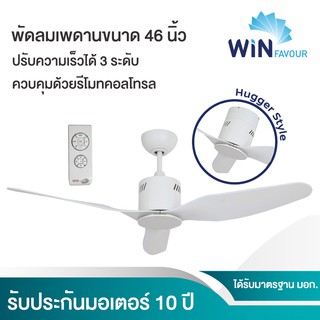 ภาพขนาดย่อของสินค้าพัดลมเพดาน รุ่น TC11(สีขาว) พร้อมรีโมท ขนาด 46 นิ้ว ของใหม่