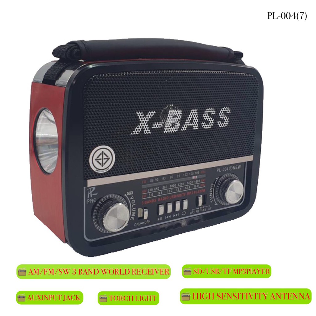 ภาพสินค้าเครื่องเล่นวิทยุ วิทยุไฟฉายในตัว วิทยุพกพา วิทยุ AM/FM/SW รุ่น PL-004-4Uมีช่องเสียบ USB , SD CARD ฟังเพลง MP3 จากร้าน onehappy9 บน Shopee ภาพที่ 7