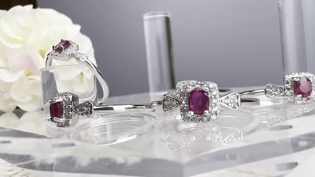 แหวนทับทิมพม่าสีธรรมชาติ-3x4-มม-ประดับล้อมด้วยczหรูหราสไตล์น่ารัก-เงินแท้-925-สเตอร์ลิงชุบแพทตินั่ม-ทองคำขาว