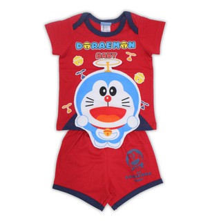 เสื้อผ้าเด็กลิขสิทธิ์แท้พร้อมส่ง เด็กผู้ชายผู้หญิง ชุดแขนสั้น ชุดเสื้อกางเกงเด็กเล็ก  Doraemon ADC047-40-RE