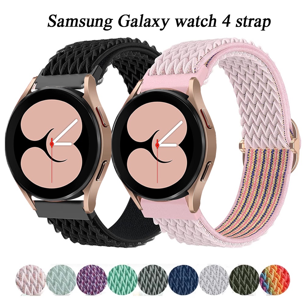 ภาพหน้าปกสินค้าสายนาฬิกาข้อมือไนล่อน 4 สาย 40 มม. 44 มม. 42 มม. 46 มม. สําหรับ Samsung Galaxy Watch 4/Classic/Active 2/Gear S3/Amazfit Gts
