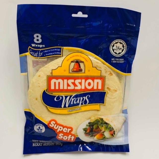 Mission แป้งตอติญ่า Mission tortillas wrap 8แผ่น 360 g (HALAL) Shopee