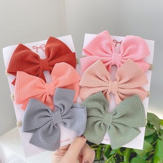 ภาพขนาดย่อของสินค้า3pcs/set Solid Colored Headbands for Baby Cute Bow Girls' Head Ties Elastic Newborn Turban Children Hair Accessories