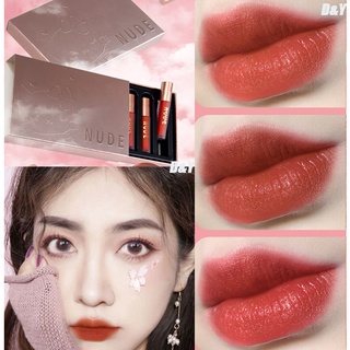 Nude เซตลิปทินท์ เนื้อแมตต์ กันน้ํา ติดทนนาน ลิปสติกเนื้อลิควิด เซต Nude Natural Lip Tint Korea Makeup Liptint Set