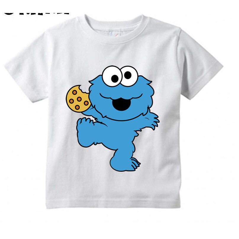 เสื้อยืดแขนสั้น-พิมพ์ลายการ์ตูน-sesame-street-cookie-monster-สําหรับเด็กผู้ชาย-และเด็กผู้หญิง