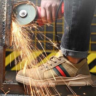 ภาพขนาดย่อของภาพหน้าปกสินค้ารองเท้าเซฟตี้ safety shoes รองเท้าหัวเหล็ก รองเท้าเชื่อม ป้องกันน้ำร้อนลวก กันลื่น หลักฐานการเจาะ(38-46) จากร้าน tapricotac บน Shopee ภาพที่ 1