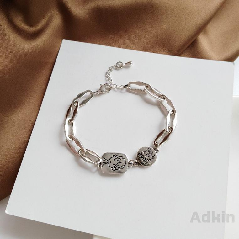 adkin-สร้อยข้อมือโลหะใบหน้าเจ้าชายขนาดเล็กสไตล์ย้อนยุคสำหรับผู้หญิง-824