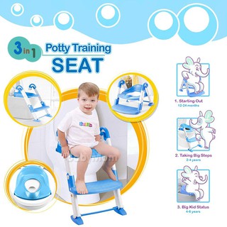 บันไดกระโถน 3in1 Potty Training Seat กระโถน บันไดกระโถน ที่รองนั่งชักโครก ฝึกขับถ่ายของเด็ก พกพาได้ แข็งแรง สำหรับเด็ก