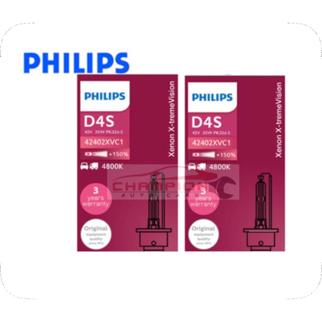 philips-หลอดไฟหน้ารถยนต์-xenon-x-treme-vision-150-d4s-4800k-แพ็คคู่