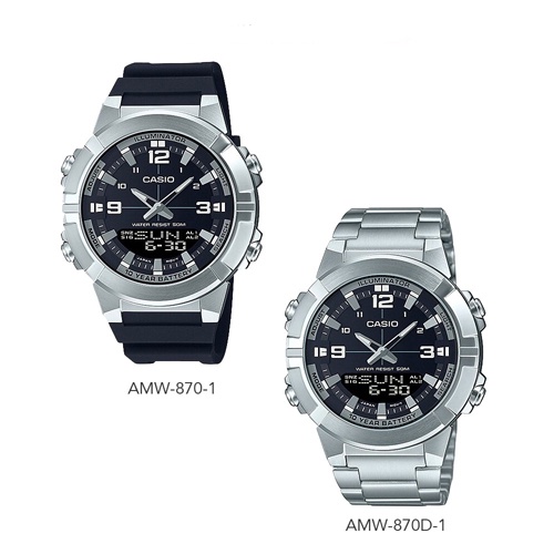 ภาพหน้าปกสินค้าCasio Standard นาฬิกาข้อมือผู้ชาย รุ่น AMW-870,AMW-870D,AMW-870-1A,AMW-870D-1A,AMW-870-1AVDF,AMW-870D-1AVDF