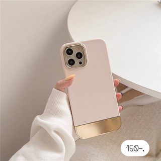 เคสไอโฟนหรู เคสไอโฟนงานหรู Minimal Case 💰 เคสชมพูขอบล่างทอง