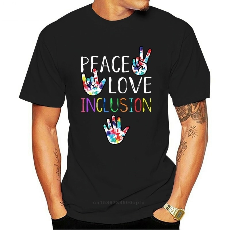 เสื้อยืดสีขาวเสื้อยืดกันหนาว-พิมพ์ลาย-peace-love-inclusion-sped-squad-special-ed-teacher-สําหรับผู้ชาย-ไซซ์-m-3xls-4xl