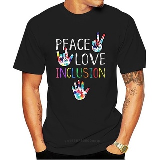 เสื้อยืดสีขาวเสื้อยืดกันหนาว พิมพ์ลาย Peace Love Inclusion Sped Squad Special Ed Teacher สําหรับผู้ชาย ไซซ์ M - 3XlS-4XL