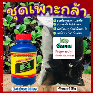 วัสดุเพาะกล้า+ฮอร์โมนเร่งราก 🍃น้ำรากเร่งรากB-1 + พีชมอส วัสดุปลูกคุณภาพสูง ต้นกล้าแข็งแรง เพาะเมล็ดอัตราการงอกสูง