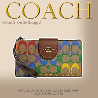 COACH C9944 TECH WALLET IN RAINBOW SIGNATURE CANVAS