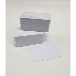 บัตรพลาสติกเปล่า PVC 0.5mm.(White Blue) แพ็ค 100 ใบ