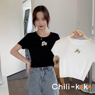 Chili_k❤️k❤️พร้อมส่ง เสื้อครอปท็อป ครอปเกาหลี เสื้อยืด ผ้านุ่มใส่สบายมาก56021-1