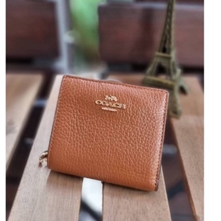 COACH กระเป๋าสตางค์ใบสั้น รุ่น C2862 SNAP WALLET  สี: IM/REDWOOD รุ่น: C2862 สีน้ำตาล 2พับ หนังแท้