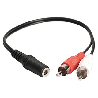 3.5 mm 1 / 8   Stereo Female To 2 Male RCA Jack อะแดปเตอร์ Aux Audio Y Cable Splitter C 26