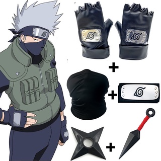 5 ชิ้น เซต อะนิเมะ นารูโตะ คอสเพลย์ Kakashi ถุงมือ Kunai ที่คาดผม หน้ากาก Ninja Uchiha Mittens ฟิกเกอร์ แอคชั่น ของเล่นเด็ก