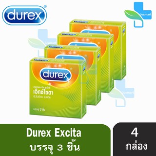 สินค้า Durex Excita ดูเร็กซ์ เอ็กซ์ไซตา ขนาด 53 มม บรรจุ 3 ชิ้น [4 กล่อง] ถุงยางอนามัย ผิวแบบขีด condom ถุงยาง