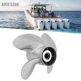 Aries306 ใบพัดเรือ สเตนเลส 4 ใบพัด 15T สําหรับ Suzuki Df70A‐140A 4‐1/4 นิ้ว