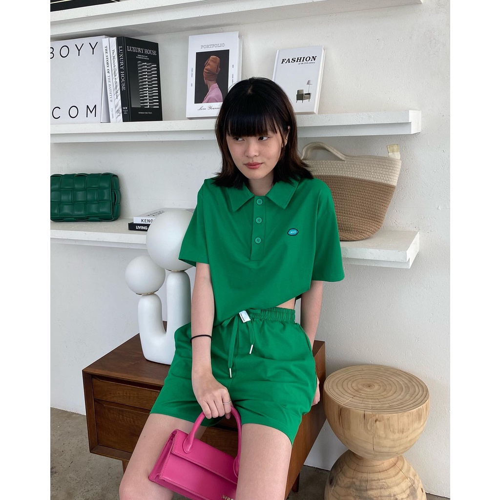 chuuchop-พร้อมส่ง-c7718-potato-chips-set-ชุดเซ็ตเสื้อโปโลครอปแขนสั้นและกางเกงขาสั้น-มี4สี