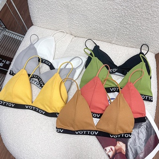 สินค้าพร้อมส่งจากไทย💥Angle Bra 💥(N630) บราสายเดี่ยว ขอบยางลายตัวอักษร ทรงบิกินี่กิ๊บเก๋