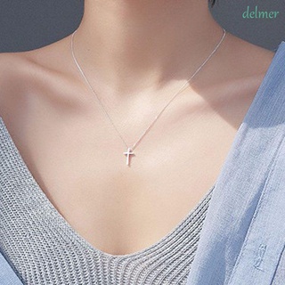 Delmer สร้อยคอโซ่ ชุบเงิน จี้ไม้กางเขน เรียบง่าย หลากสี เครื่องประดับ สําหรับผู้หญิง 1 ชิ้น