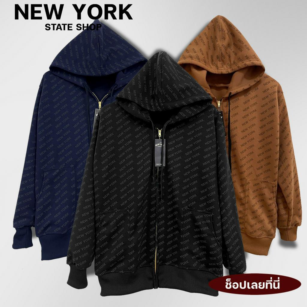 New york limited เสื้อกันหนาว เสื้อตคลุมแขนยาว ฮู้ด รุ่นพิมพ์ งานพรีเมี่ยม สีดำ แดง กรม กาแฟ เทาเข้ม ครีม