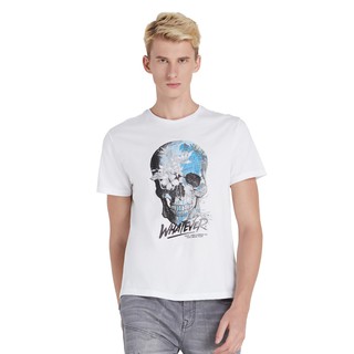 DAVIE JONES เสื้อยืดพิมพ์ลาย สีขาว Graphic Print T-Shirt in white TB0166WH