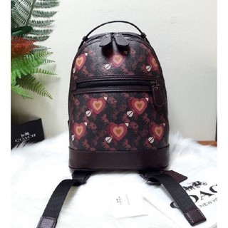 COACH F79024 Barrow Backpack With Horse And Carriage Print And Hearts Oxblood(COACH F79024)