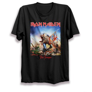 เสื้อยืดแขนสั้น ผ้าฝ้าย พิมพ์ลายวงดนตรี Iron Maiden The Trooper สไตล์ยุค 30s ไซซ์ M L XL XXL XXXL สําหรับผู้ชาย และผู้หญ
