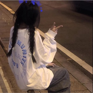 เสื้อกันหนาว ผ้าฝ้าย แบบบาง พิมพ์ลาย ทรงหลวม สไตล์เกาหลี สําหรับผู้หญิง