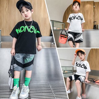 🔥เกาหลีขายร้อน เสื้อผ้าเด็กชายฤดูร้อนแขนสั้นชุด 2021 ใหม่ขนาดกลางและเด็กใหญ่เกาหลีชุดสองชิ้นเด็กเสื้อผ้าลำลองในช่วงฤดูร