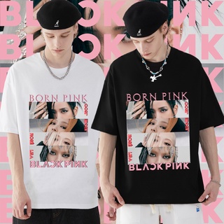 เสื้อ blackpink album born pink หญิง Rosé Lisa แขนสั้นคอกลม ชาย pink venom เสื้อสไตล์เกาหลี Jisoo Jennie เสื้อผ้าแฟชั่น