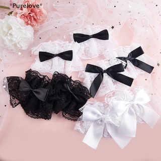 Purelove 1 คู่ โกธิค โลลิต้า ข้อมือ หวาน โบว์ Ruffles ลูกไม้ Tulle สายรัดข้อมือ ปลอกแขน