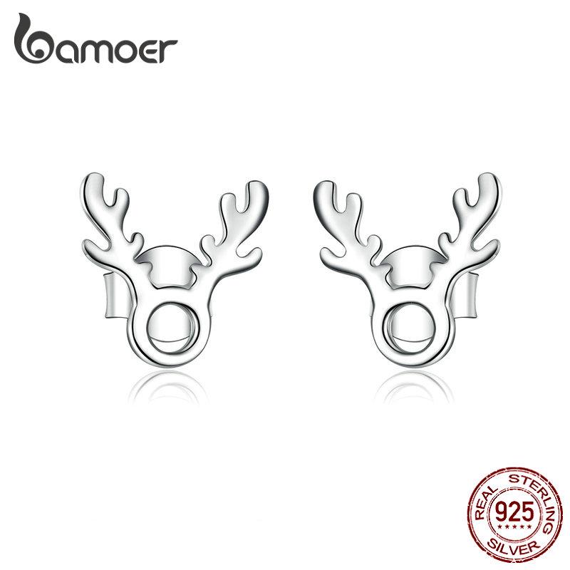 BAMOER Antlers Stud Earrings Sterling Silver 925 Anti-allergy BSE116