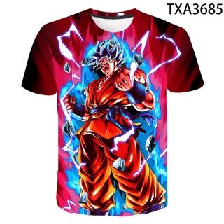 เสื้อยืดแขนสั้นลําลอง พิมพ์ลายการ์ตูน Dragon Ball Goku แฟชั่นฤดูร้อน สไตล์สตรีท สําหรับเด็กผู้ชาย และเด็กผู้หญิง