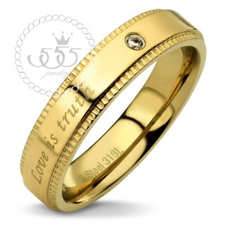 555jewelry แหวนดีไซน์เรียบ Love is Truth สี ทอง รุ่น MNR-091T-B - แหวนเรียบ แหวนผู้หญิง สแตนเลสสตีล