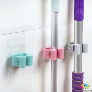 Hole-free wall hanging mop storage hook